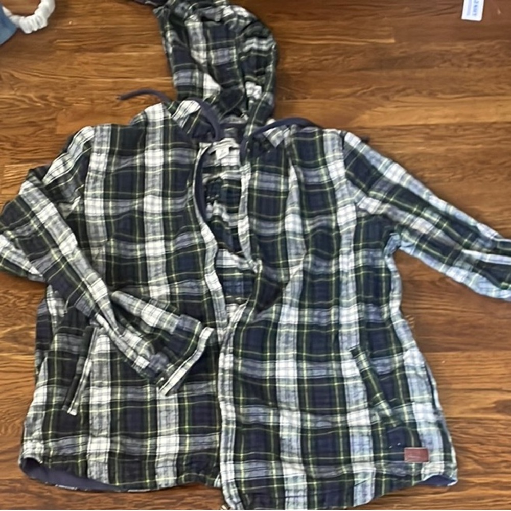 Women’s LL bean scotch plaid flannel full zip sweatshirt, Size M
